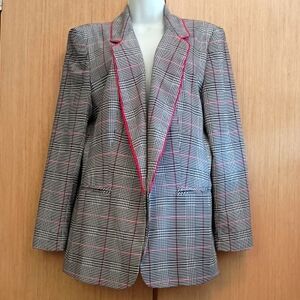 Nygard SZ L Black/Red/White Plaid Open Blazer